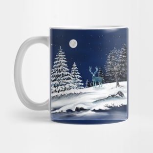 Deer In the Snowy Moonlight Mug